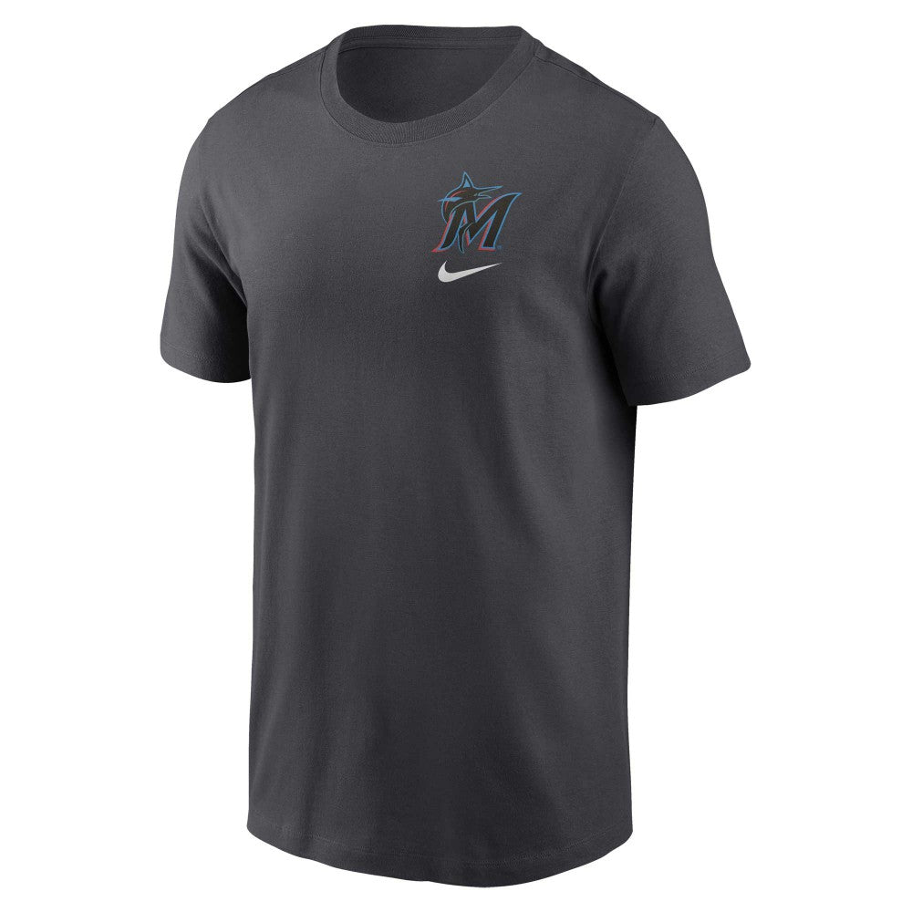 Charcoal Miami Marlins Nike Logo Sketch Bar T-Shirt