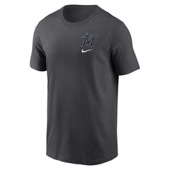 Charcoal Miami Marlins Nike Logo Sketch Bar T-Shirt