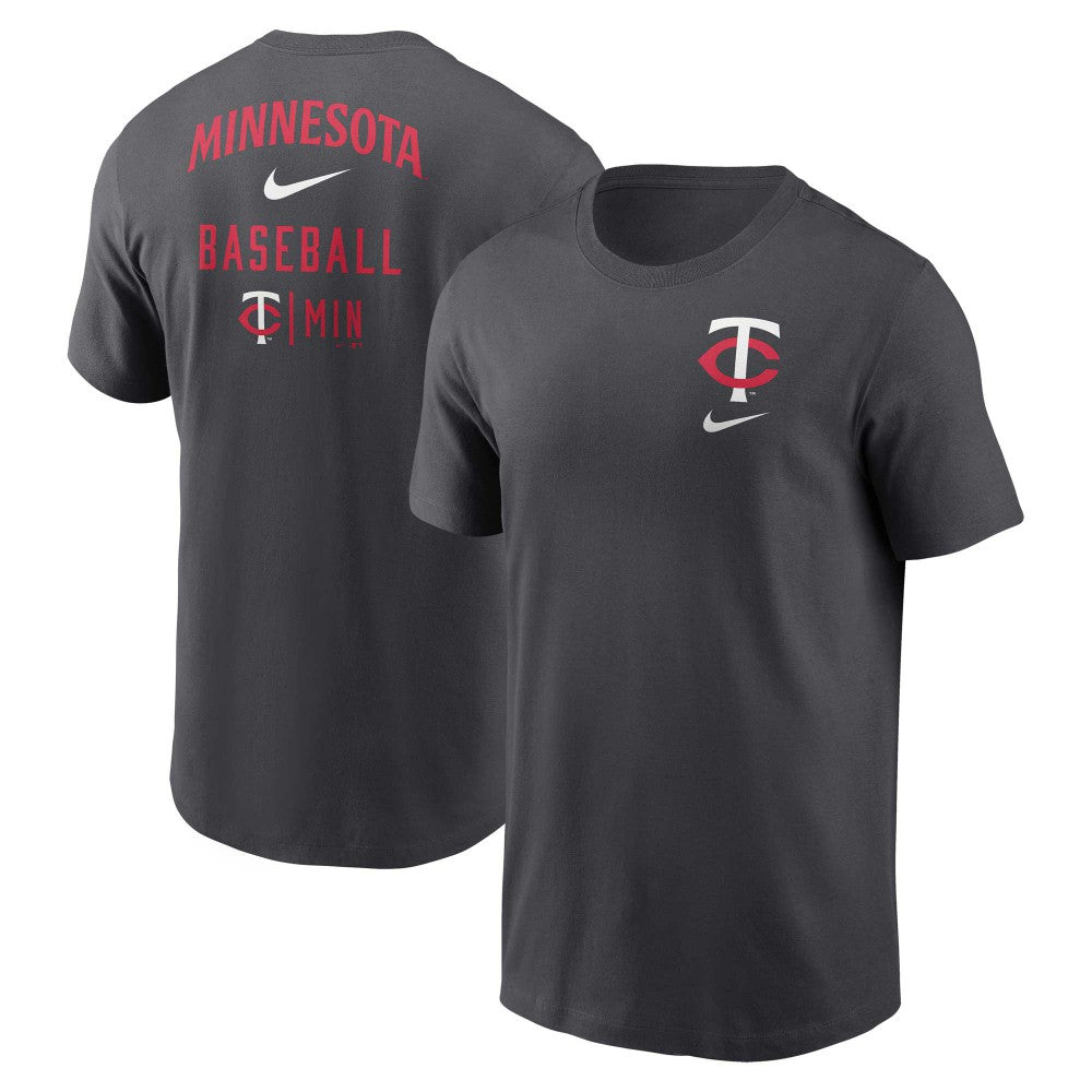 Charcoal Minnesota Twins Nike Logo Sketch Bar T-Shirt