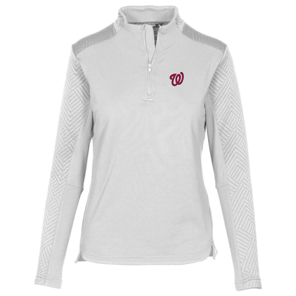 White Washington Nationals Levelwear Women's Daybreak Insignia 2.0 Quarter-Zip Pullover Top