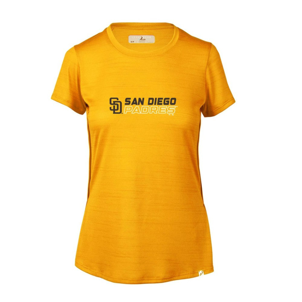 Gold San Diego Padres Levelwear Women's Lux Chase T-Shirt