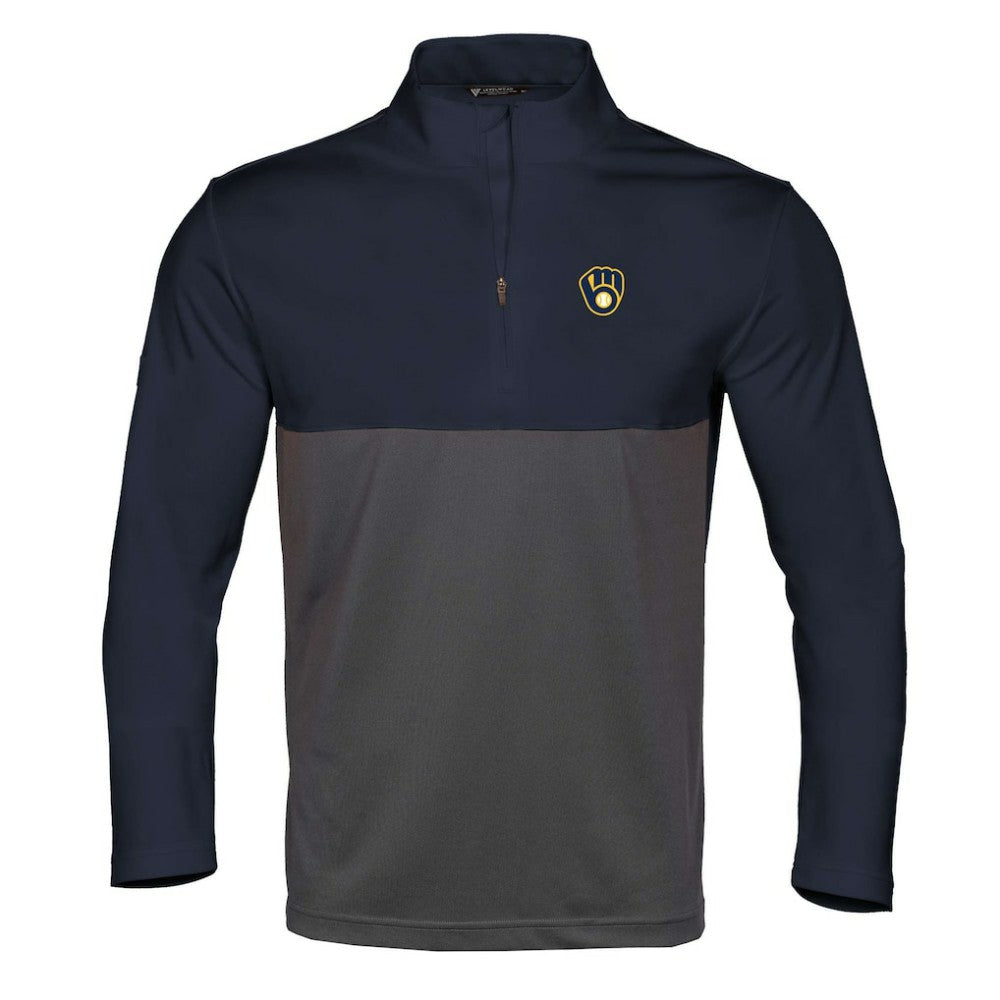 Navy/Charcoal Milwaukee Brewers Levelwear Pursue Insignia 2.0 Quarter-Zip Pullover Top