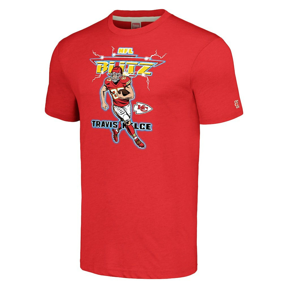 Travis Kelce  Homage Unisex NFL Blitz Player Tri-Blend T-Shirt - Kansas City Chiefs T-shirts