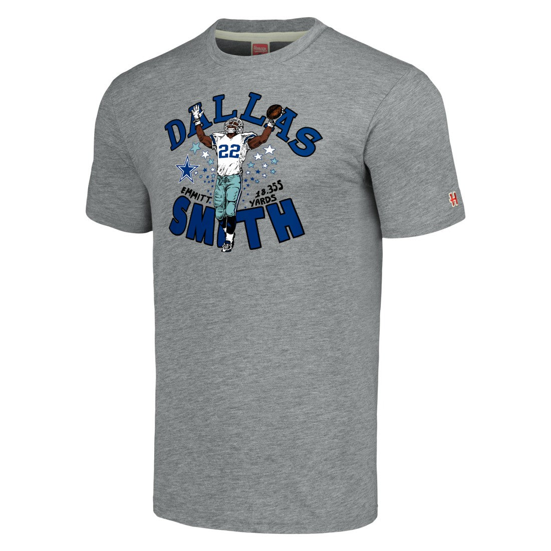 Emmitt Smith  Homage Unisex Caricature Retired Player Tri-Blend T-Shirt - Dallas Cowboys T-shirts