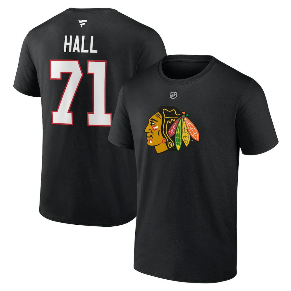 NHL Taylor Hall Chicago Blackhawks Fanatics Authentic Stack Name & Number T-Shirt