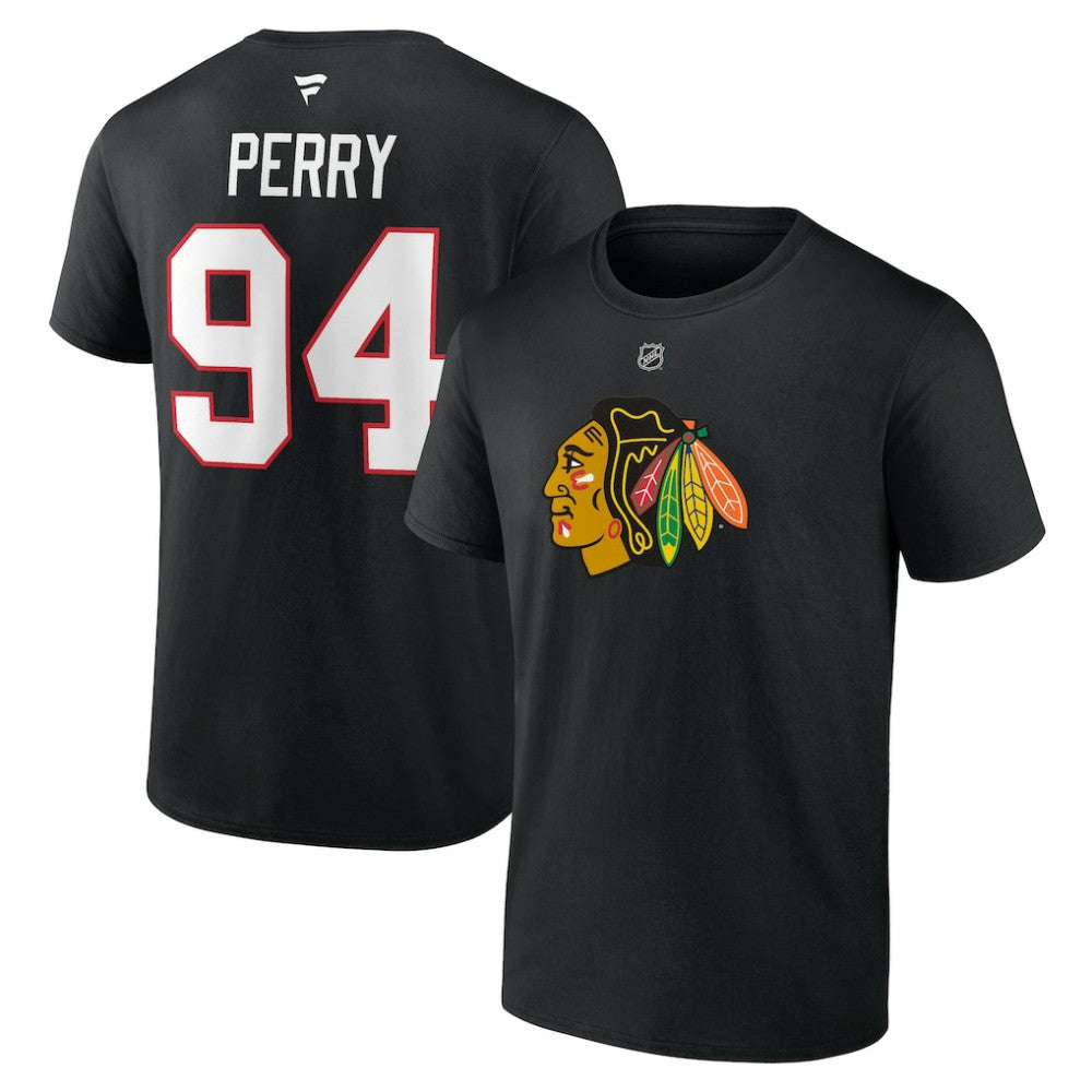 NHL Corey Perry Chicago Blackhawks Fanatics Authentic Stack Name & Number T-Shirt