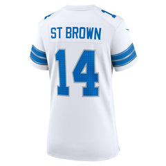 Amon-Ra St. Brown  Women's White Game Jersey - Detroit Lions Jerseys