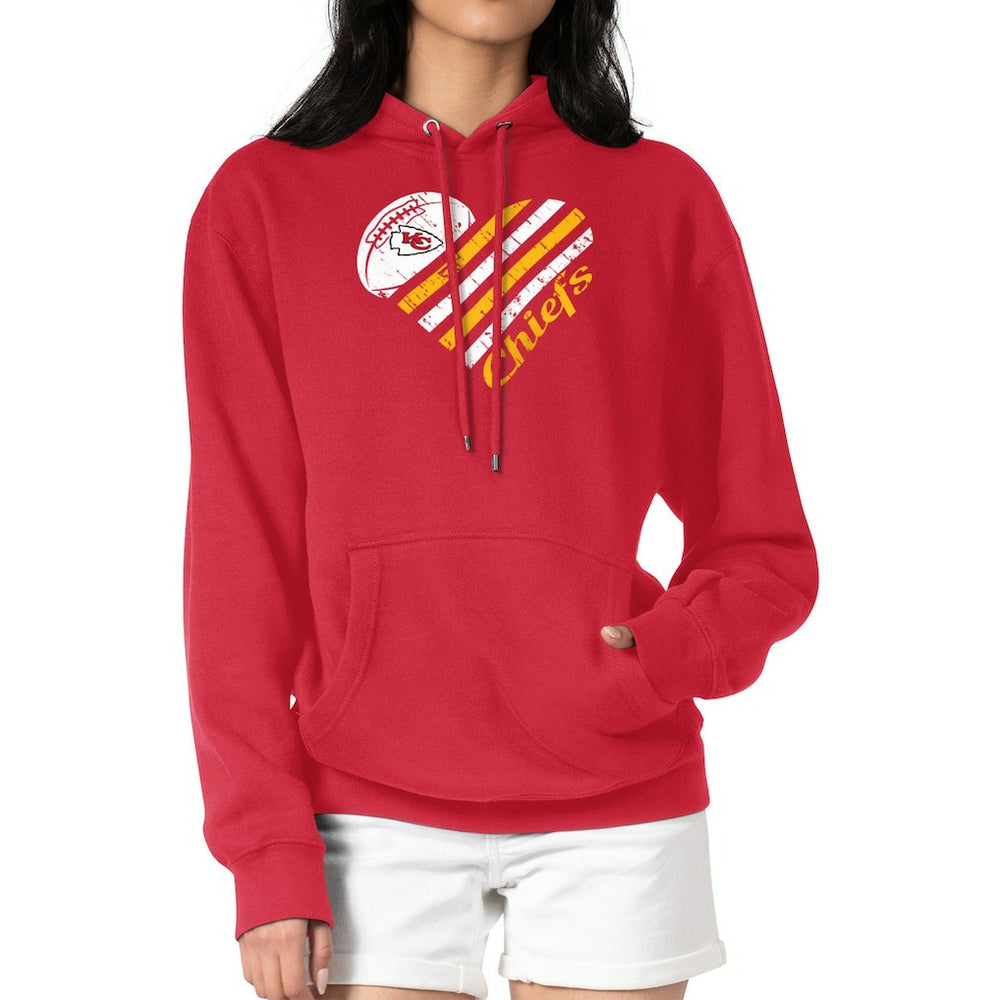 G-III 4Her by Carl Banks Women's Heart Graphic Fleece Pullover Hoodie - Kansas City Chiefs Hoodies