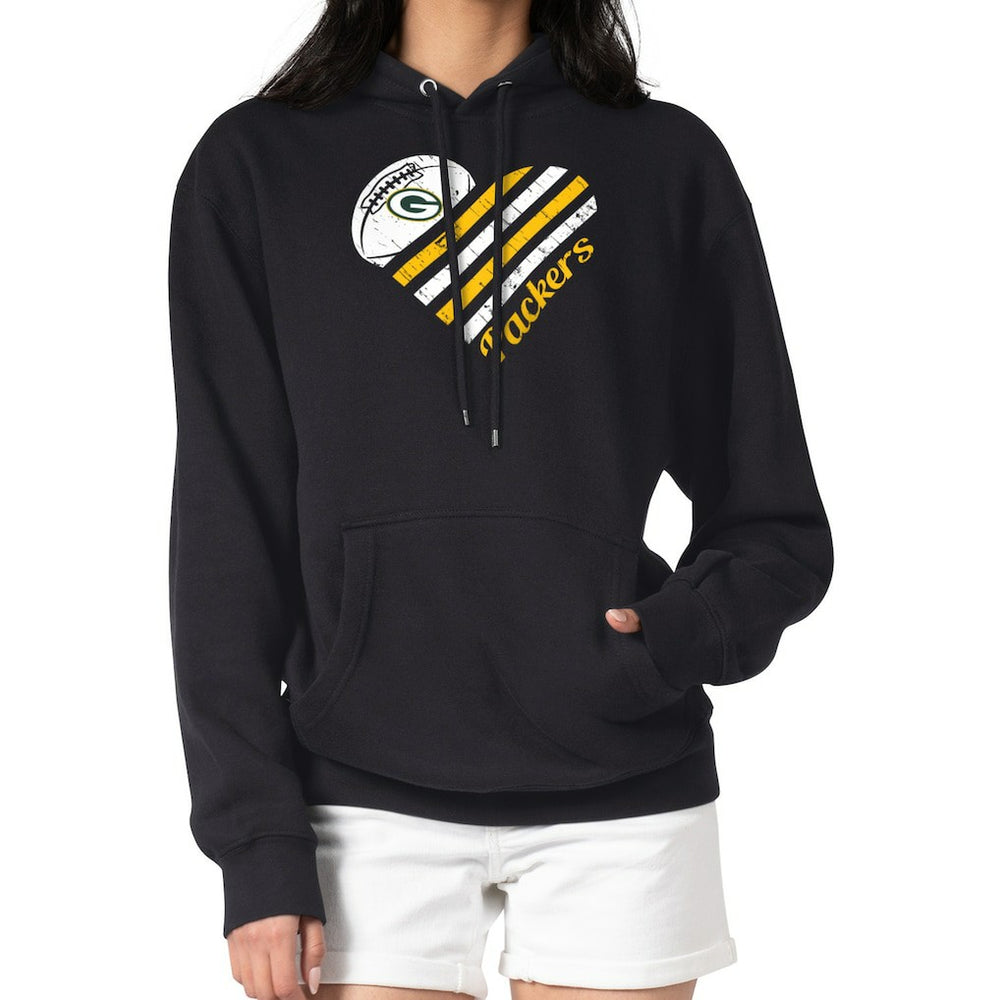 G-III 4Her by Carl Banks Women's Heart Graphic Fleece Pullover Hoodie - Green Bay Packers Hoodies