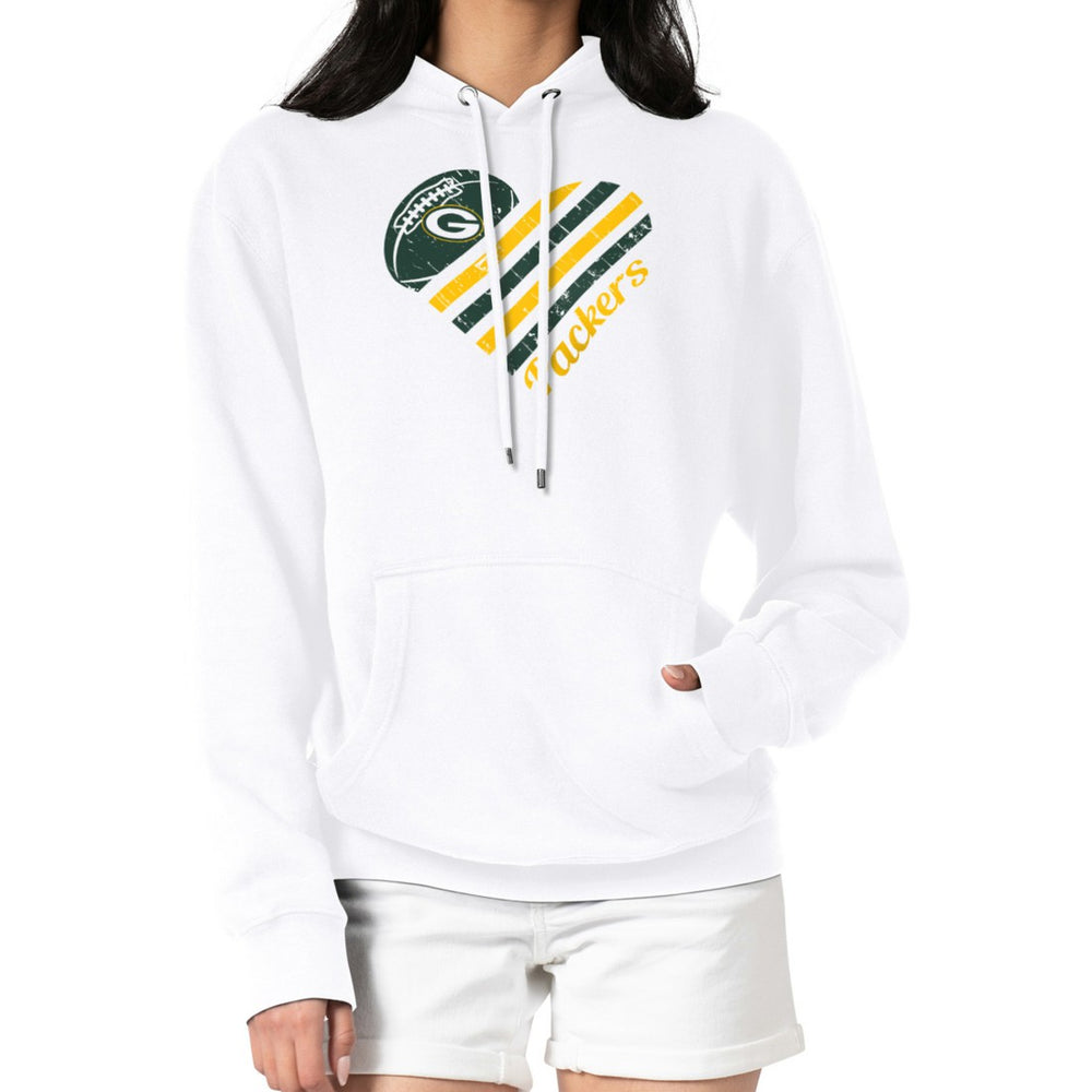 G-III 4Her by Carl Banks Women's Heart Graphic Fleece Pullover Hoodie - Green Bay Packers Hoodies