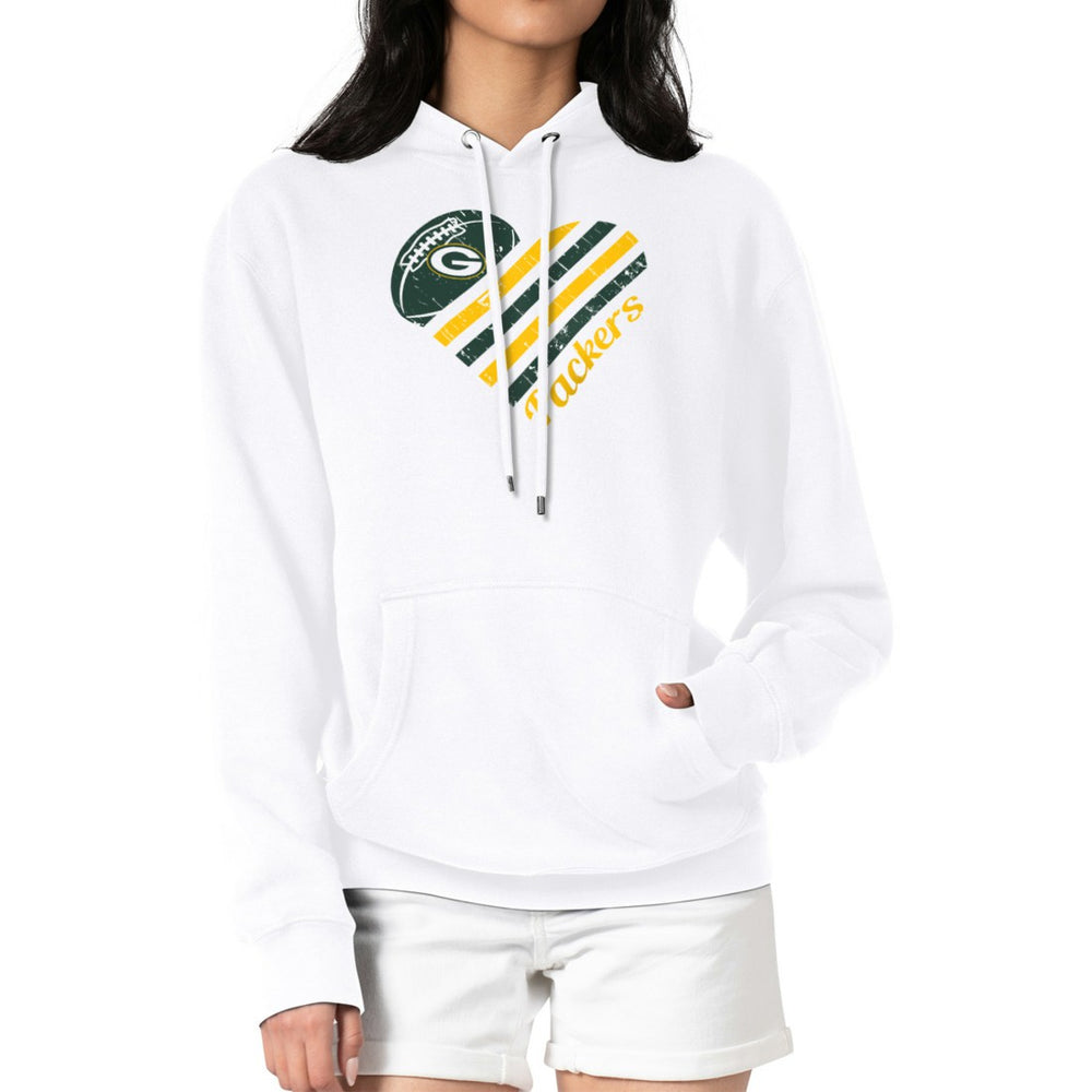G-III 4Her by Carl Banks Women's Heart Graphic Fleece Pullover Hoodie - Green Bay Packers Hoodies