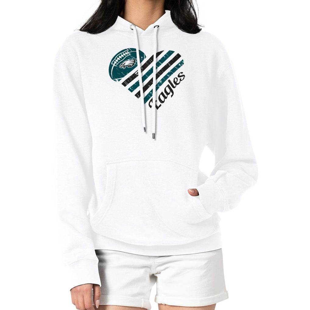 G-III 4Her by Carl Banks Women's Heart Graphic Fleece Pullover Hoodie - Philadelphia Eagles Hoodies