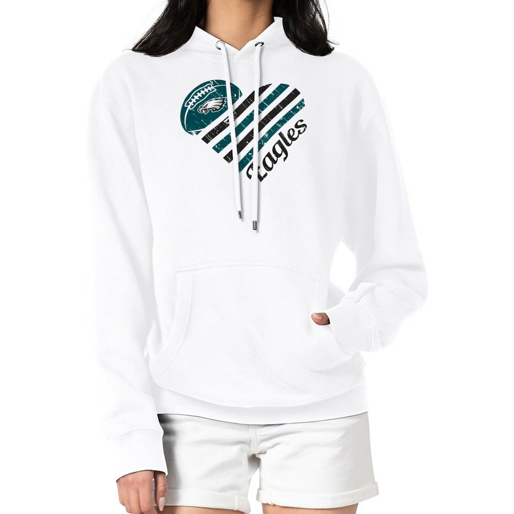 G-III 4Her by Carl Banks Women's Heart Graphic Fleece Pullover Hoodie - Philadelphia Eagles Hoodies