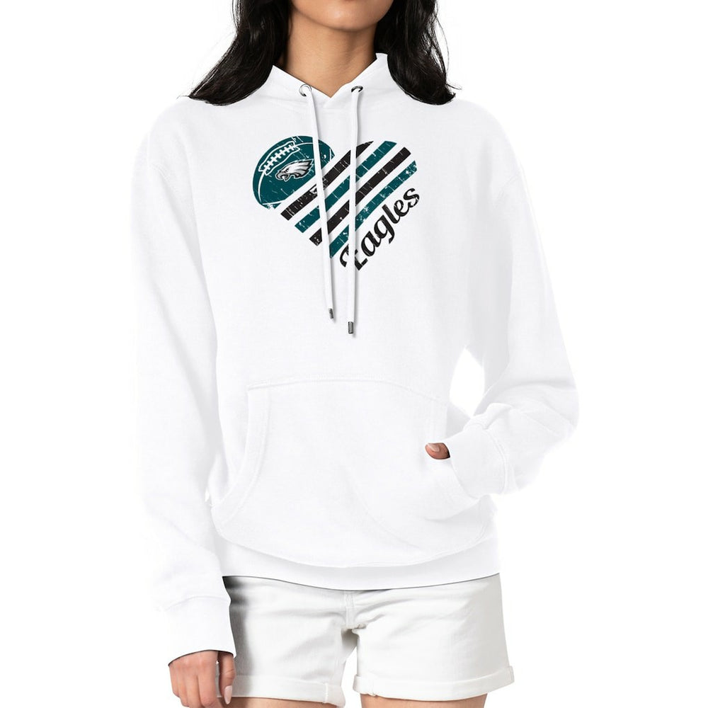 G-III 4Her by Carl Banks Women's Heart Graphic Fleece Pullover Hoodie - Philadelphia Eagles Hoodies