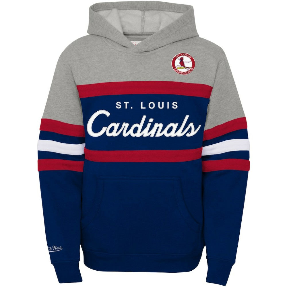 Heather Gray/Navy St. Louis Cardinals Mitchell & Ness Youth Cooperstown Collection Head Coach Pullover Hoodie