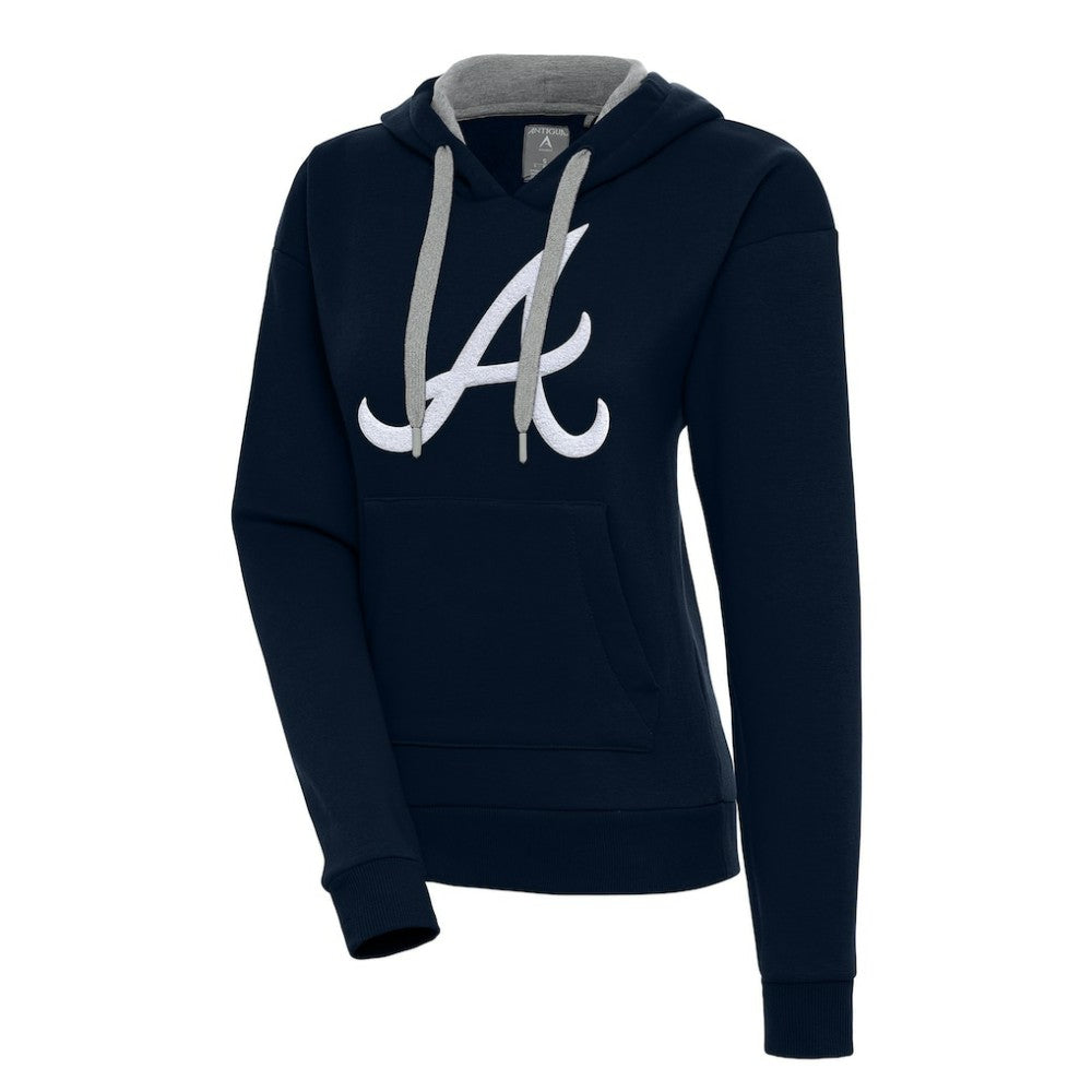 Navy Atlanta Braves Antigua Women's Victory Pullover Hoodie