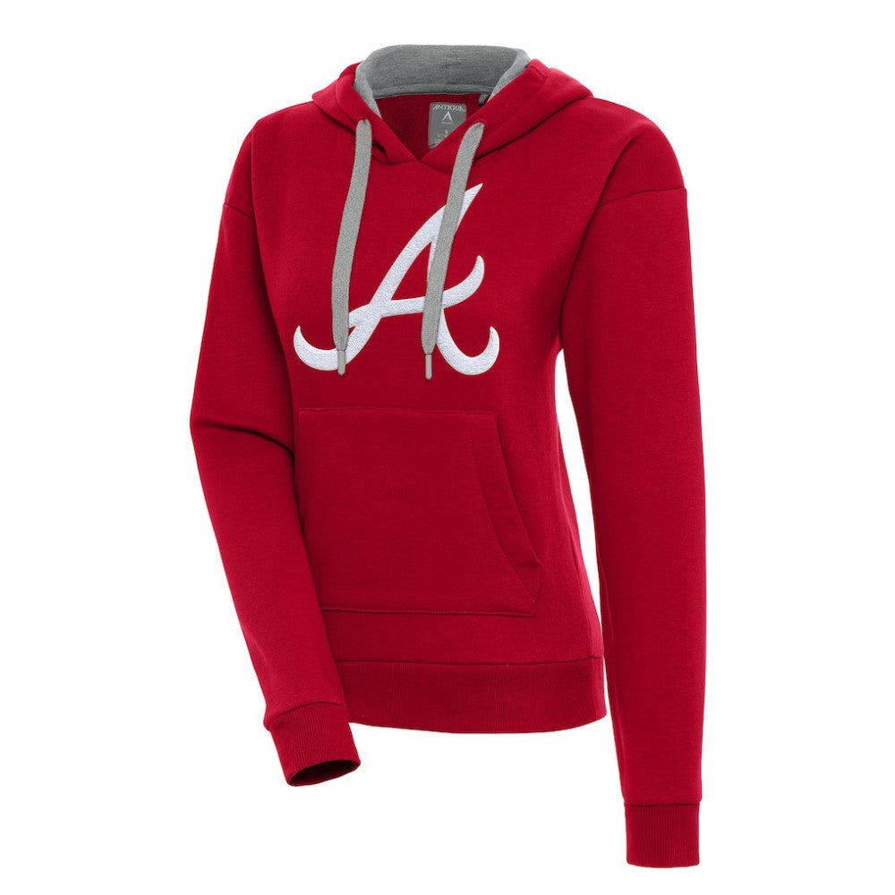Red Atlanta Braves Antigua Women's Victory Pullover Hoodie