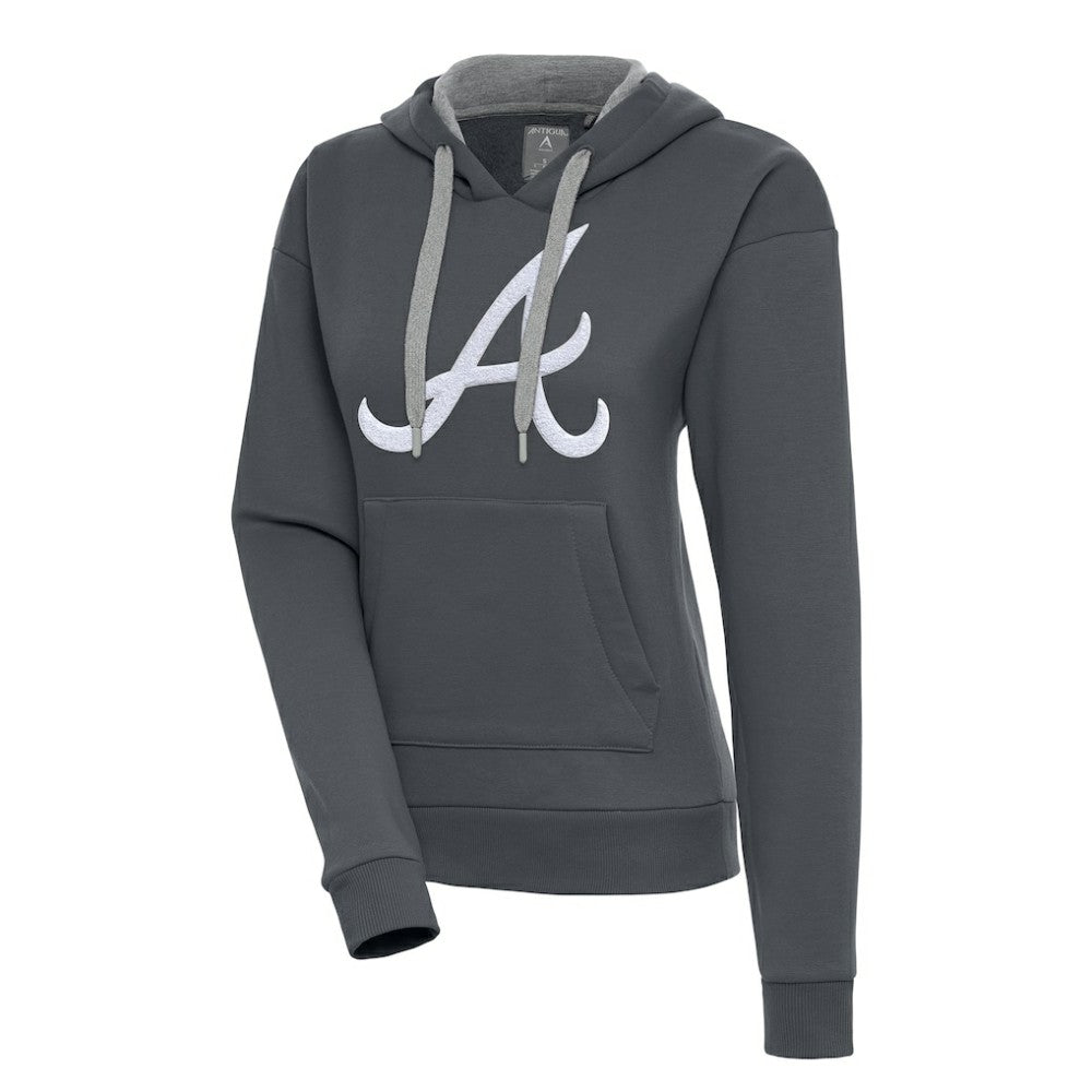 Charcoal Atlanta Braves Antigua Women's Victory Pullover Hoodie