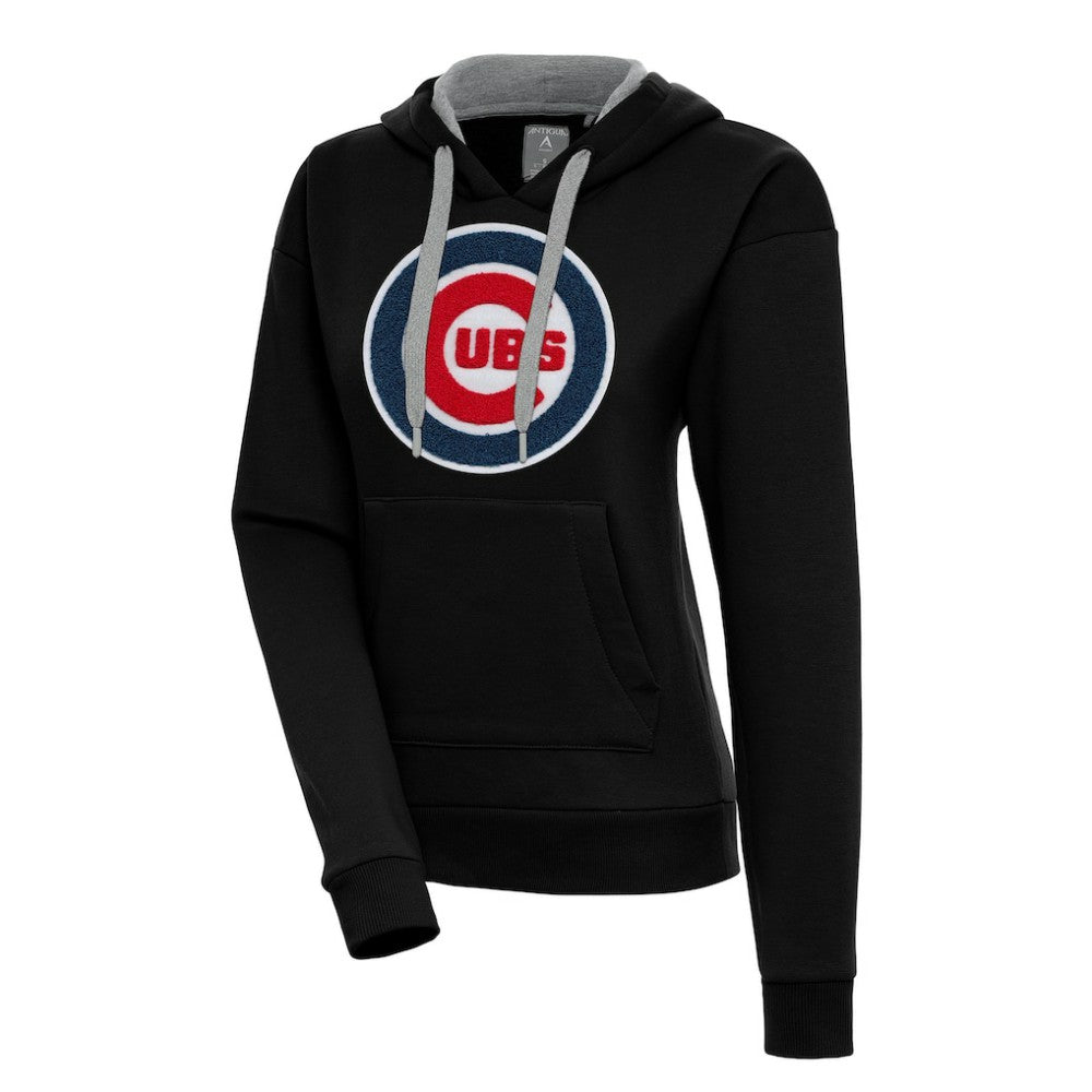 Black Chicago Cubs Antigua Women's Victory Pullover Hoodie