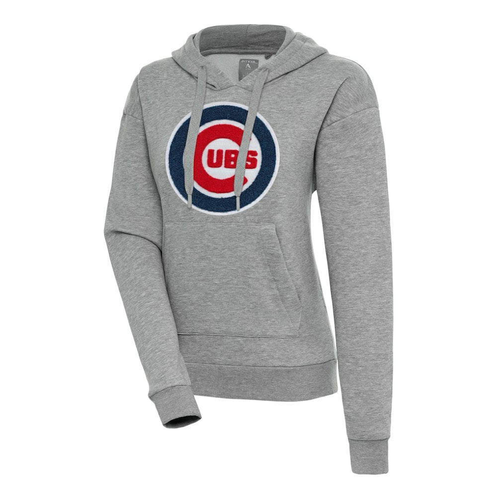 Heather Gray Chicago Cubs Antigua Women's Victory Pullover Hoodie