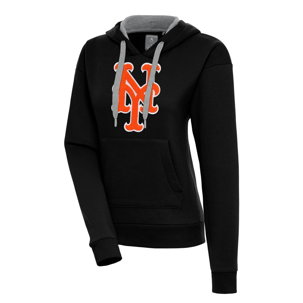 Black New York Mets Antigua Women's Victory Pullover Hoodie