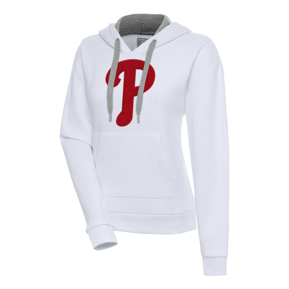 White Philadelphia Phillies Antigua Women's Victory Pullover Hoodie