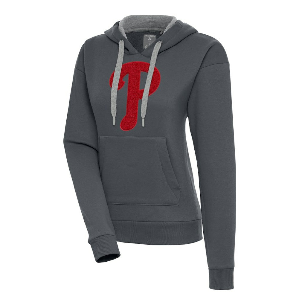Charcoal Philadelphia Phillies Antigua Women's Victory Pullover Hoodie