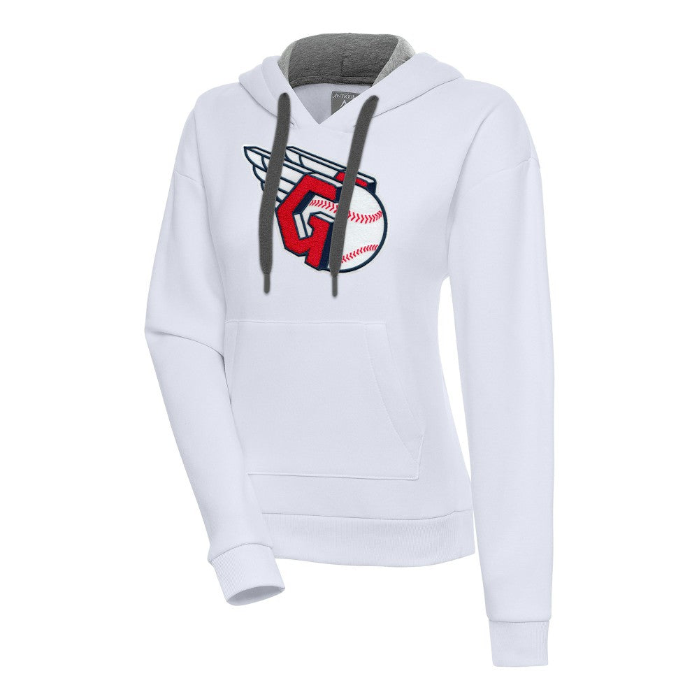 White Cleveland Guardians Antigua Women's Victory Pullover Hoodie