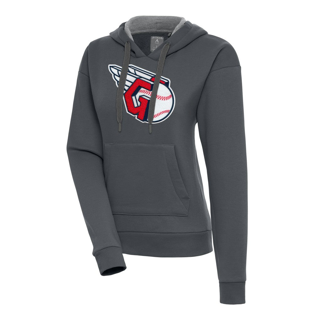 Charcoal Cleveland Guardians Antigua Women's Victory Pullover Hoodie
