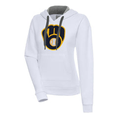 White Milwaukee Brewers Antigua Women's Victory Pullover Hoodie