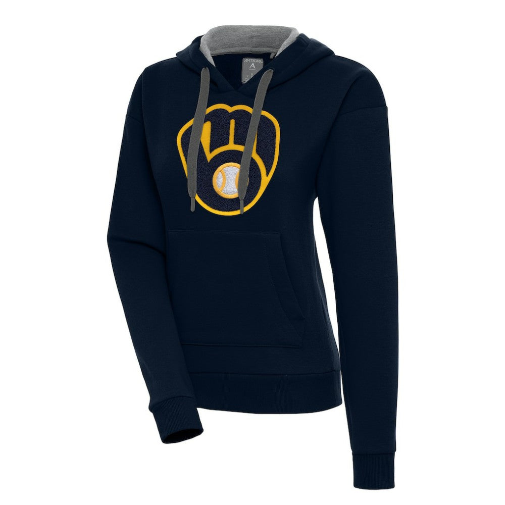 Navy Milwaukee Brewers Antigua Women's Victory Pullover Hoodie