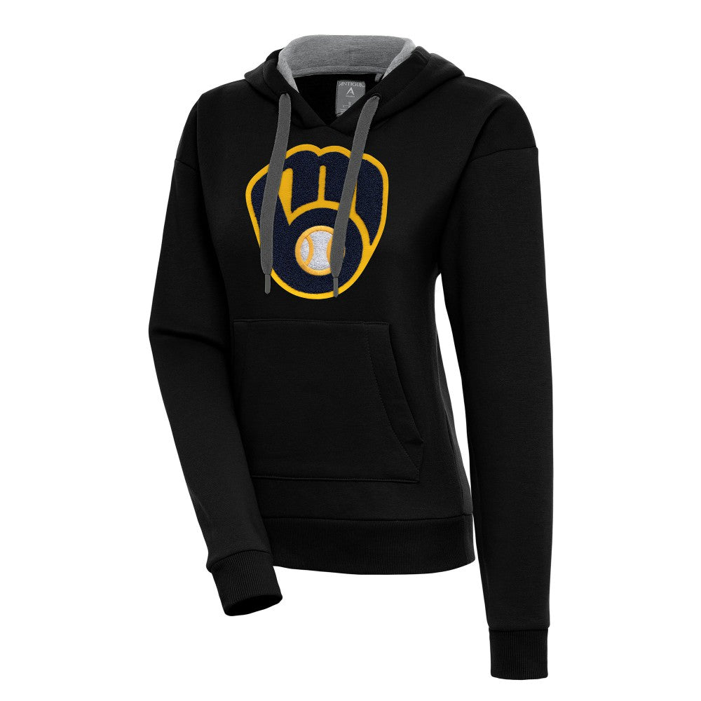 Black Milwaukee Brewers Antigua Women's Victory Pullover Hoodie