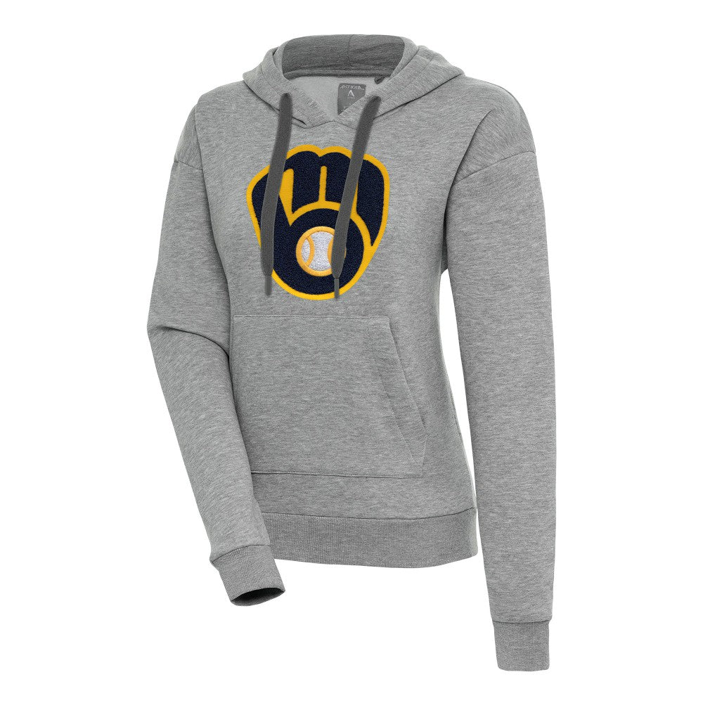 Heather Gray Milwaukee Brewers Antigua Women's Victory Pullover Hoodie