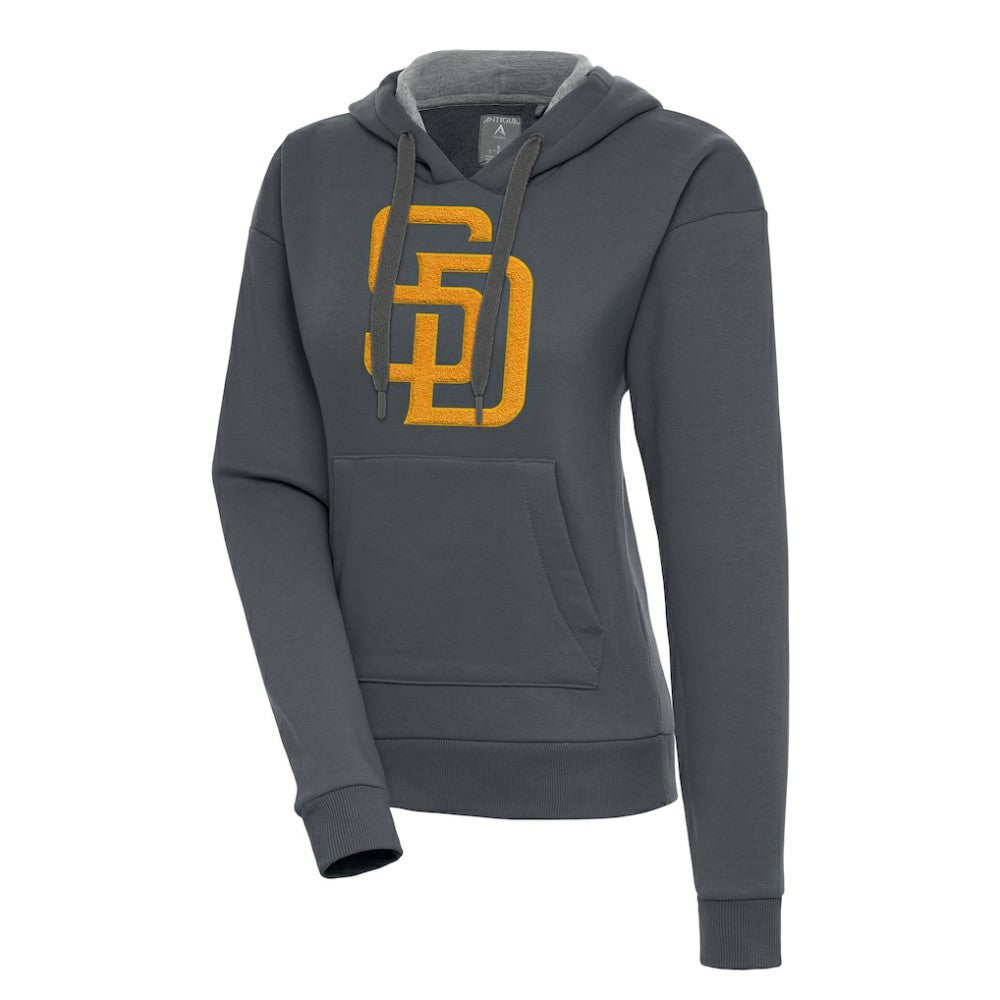 Charcoal San Diego Padres Antigua Women's Victory Pullover Hoodie