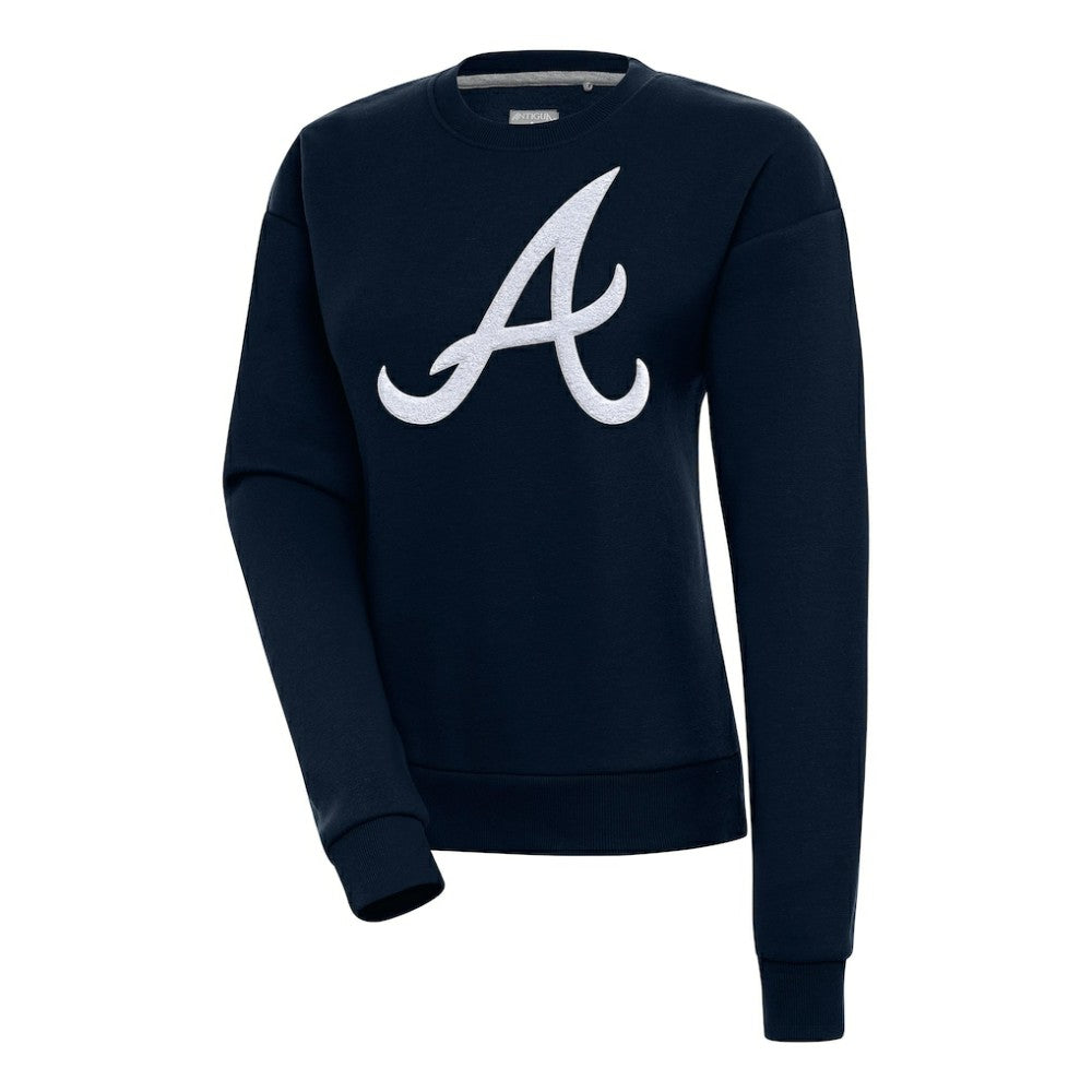 Navy Atlanta Braves Antigua Women's Victory Chenille Pullover Sweatshirt