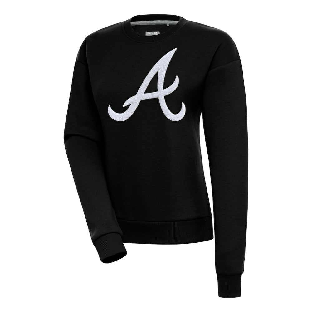 Black Atlanta Braves Antigua Women's Victory Chenille Pullover Sweatshirt