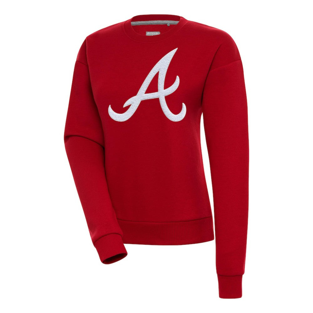 Red Atlanta Braves Antigua Women's Victory Chenille Pullover Sweatshirt