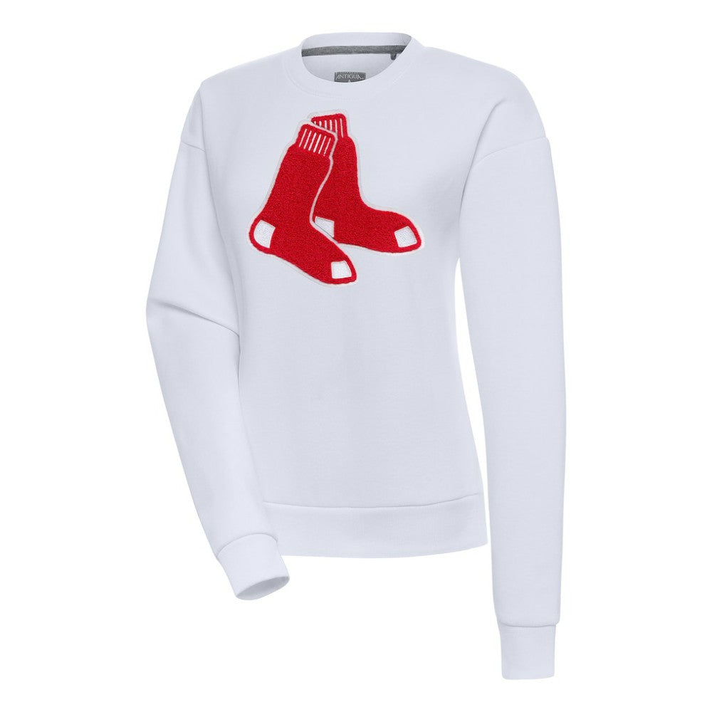 White Boston Red Sox Antigua Women's Victory Chenille Pullover Sweatshirt
