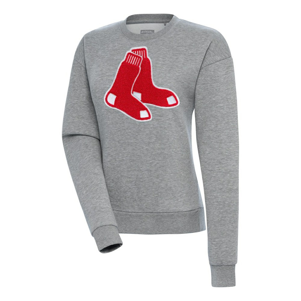 Heather Gray Boston Red Sox Antigua Women's Victory Chenille Pullover Sweatshirt