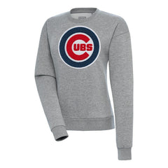 Heather Gray Chicago Cubs Antigua Women's Victory Chenille Pullover Sweatshirt