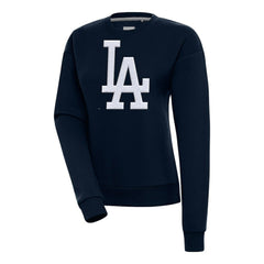 Navy Los Angeles Dodgers Antigua Women's Victory Chenille Pullover Sweatshirt