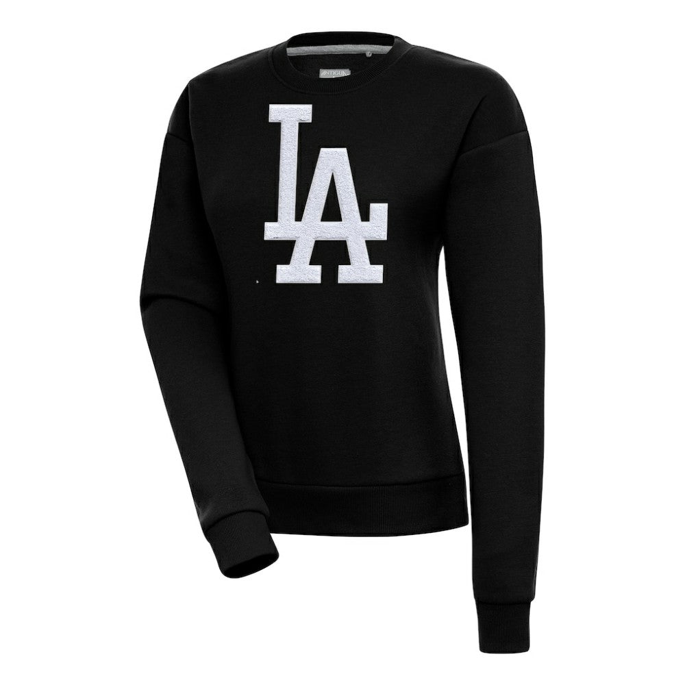 Black Los Angeles Dodgers Antigua Women's Victory Chenille Pullover Sweatshirt