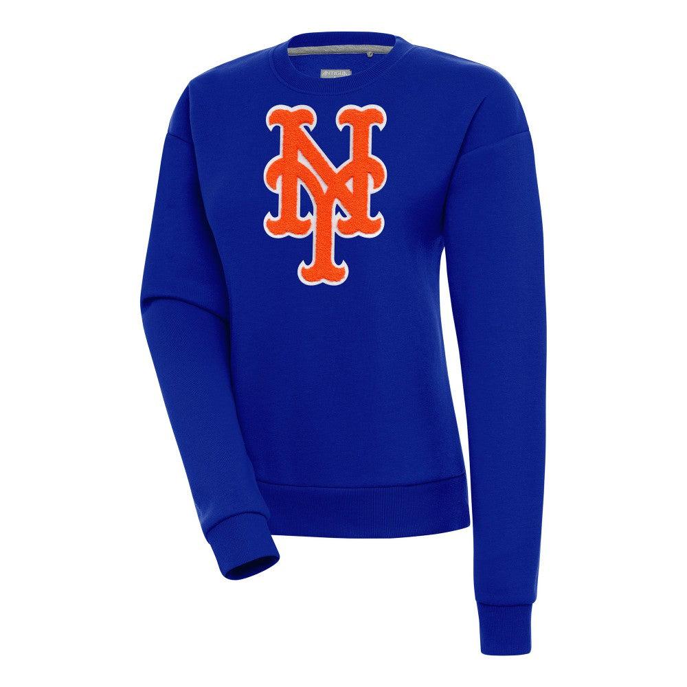 Royal New York Mets Antigua Women's Victory Chenille Pullover Sweatshirt