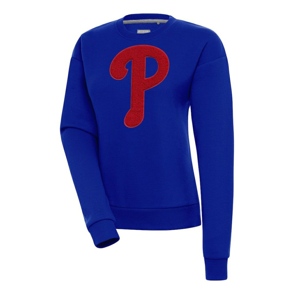 Royal Philadelphia Phillies Antigua Women's Victory Chenille Pullover Sweatshirt