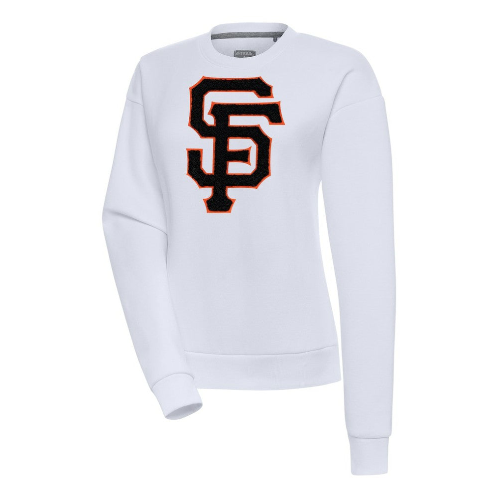 White San Francisco Giants Antigua Women's Victory Chenille Pullover Sweatshirt