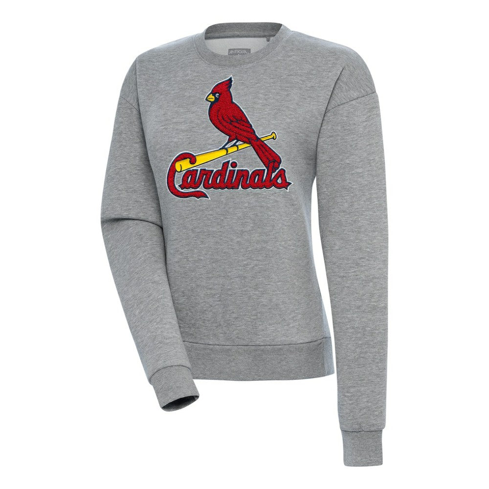 Heather Gray St. Louis Cardinals Antigua Women's Victory Chenille Pullover Sweatshirt