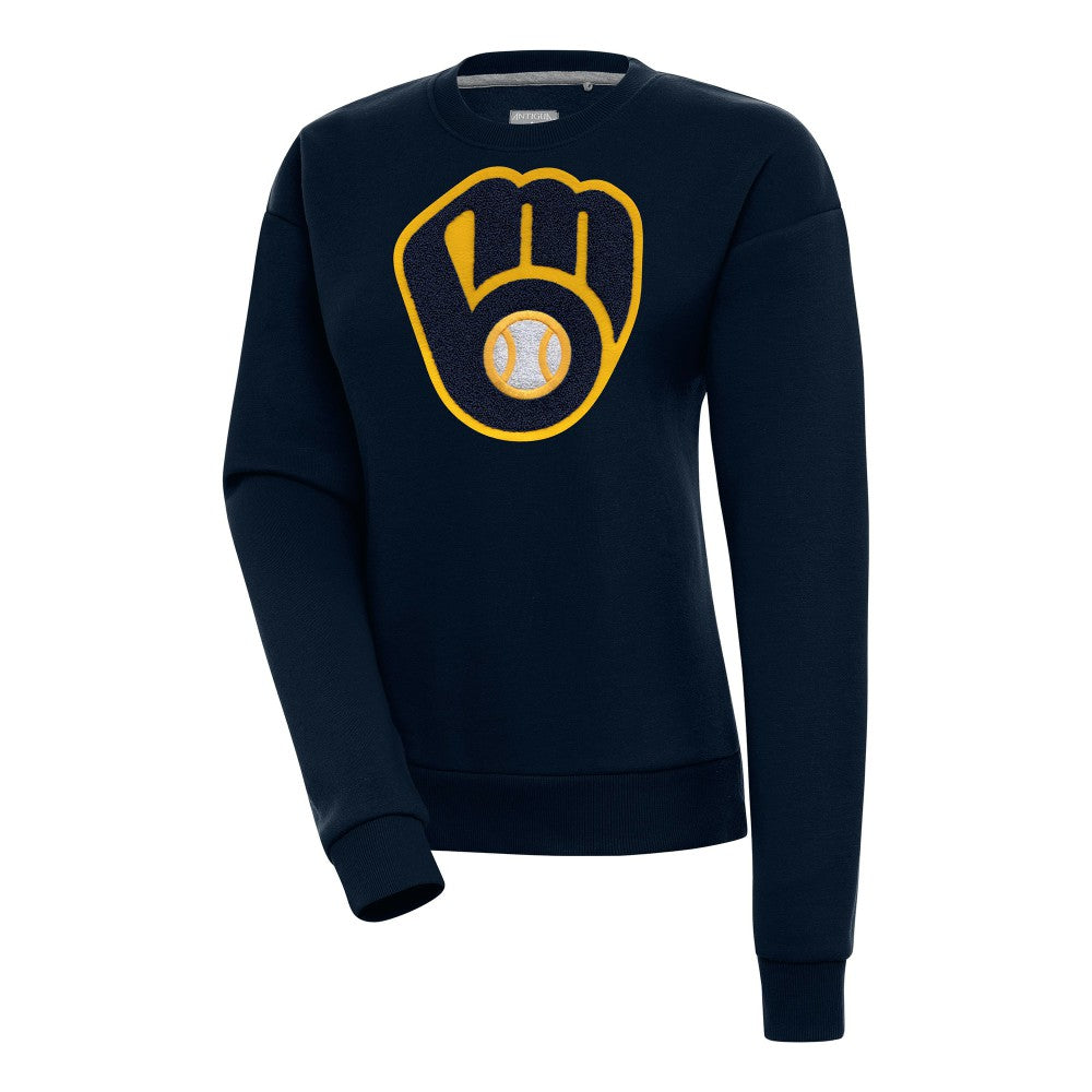 Navy Milwaukee Brewers Antigua Women's Victory Chenille Pullover Sweatshirt