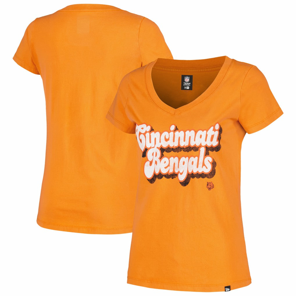 Women's Enzyme Wash Low V-Neck T-Shirt - Cincinnati Bengals T-shirts