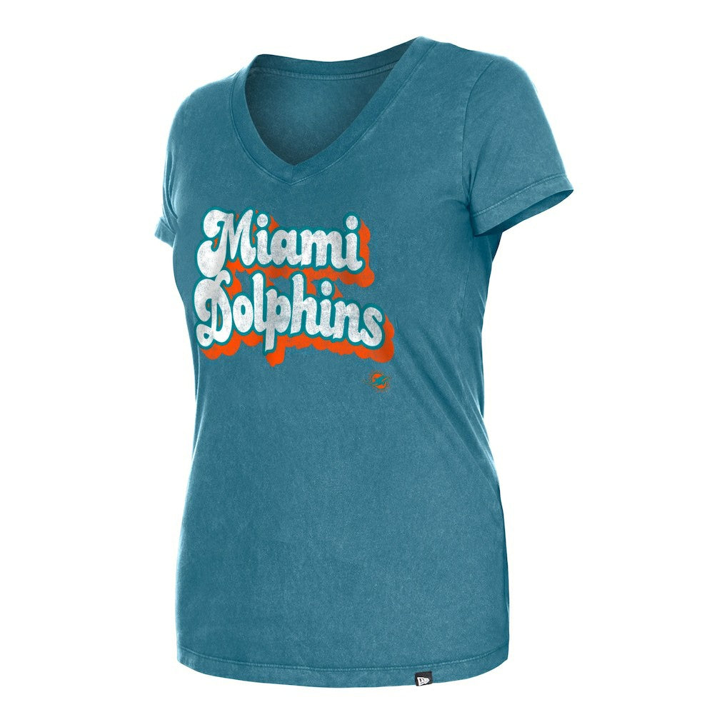 Women's Enzyme Wash Low V-Neck T-Shirt - Miami Dolphins T-shirts
