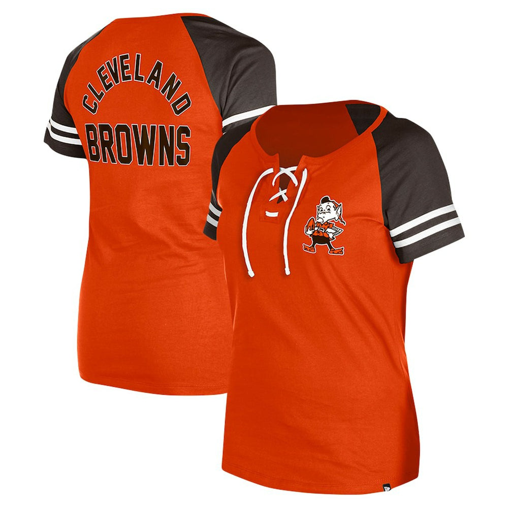 Women's Throwback Lace-Up Raglan T-Shirt - Cleveland Browns T-shirts